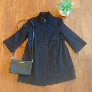 Michael Kors Black Mid Length 3/4 Sleeve Pea Coat. Small